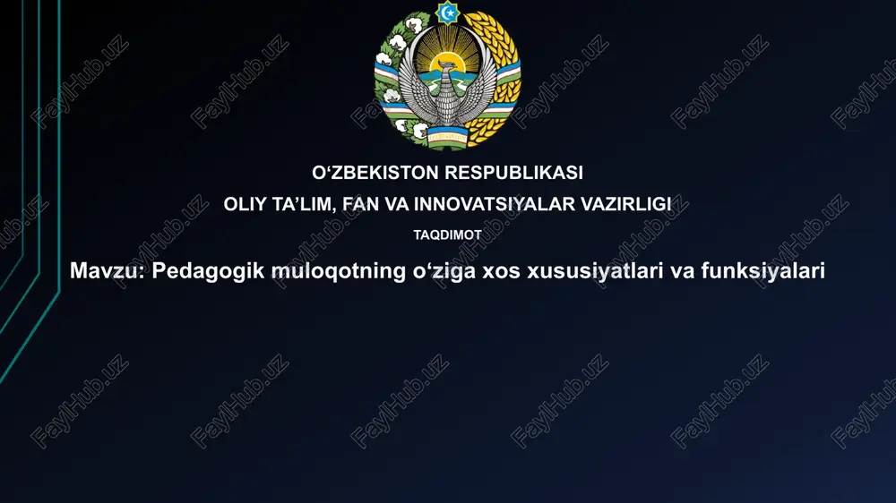pedagogik muloqotning o'ziga xos xususiyatlari — PPTX