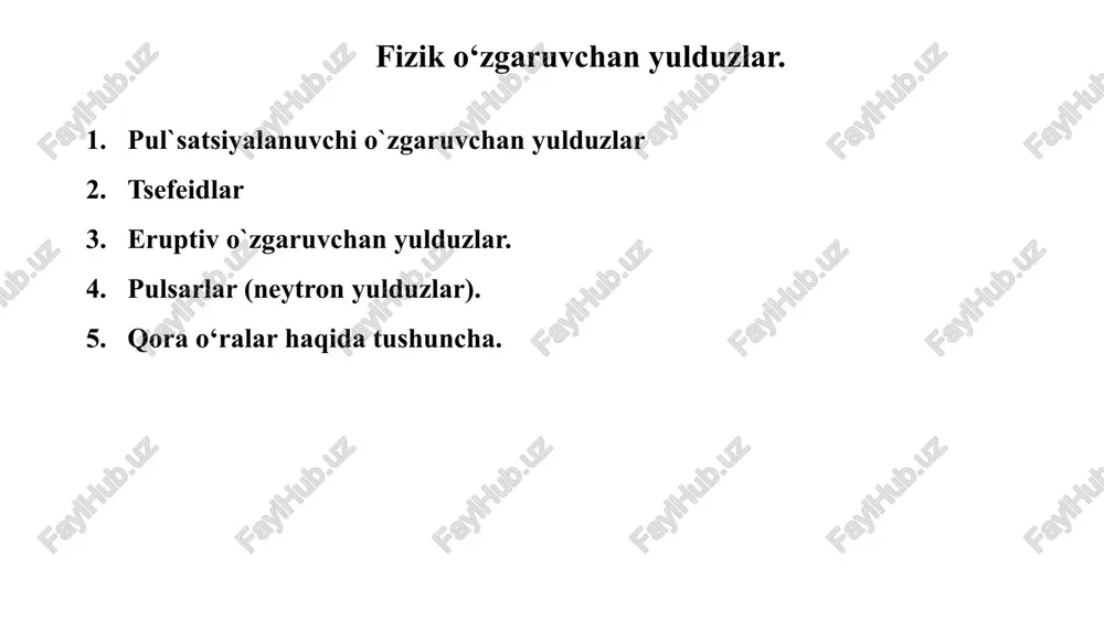 fizik o‘zgaruvchan yulduzlar — PPTX