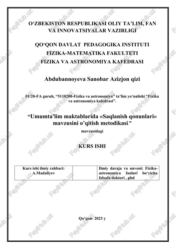 saqlanish qonunlari — DOCX
