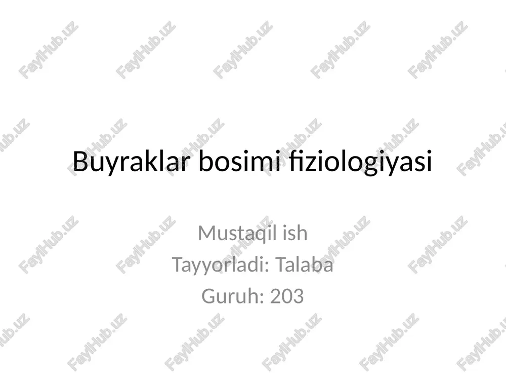 buyraklar bosimi fiziologiyasi — PPTX