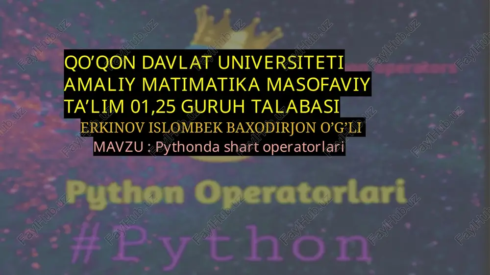 pythonda shart operatorlari — PPTX
