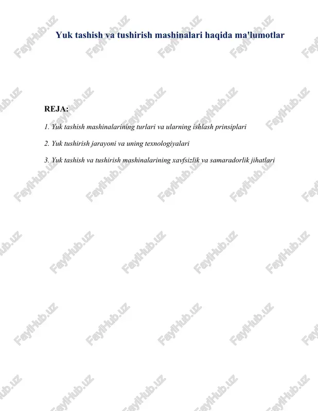 yuk tashish va tushirish mashinalari — DOCX