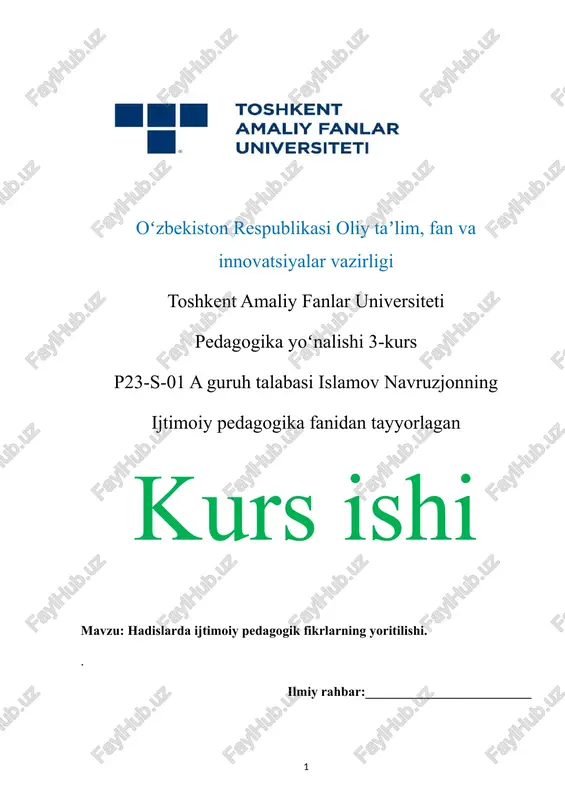 pedagogika yoʻnalishi 3-kurs — DOCX