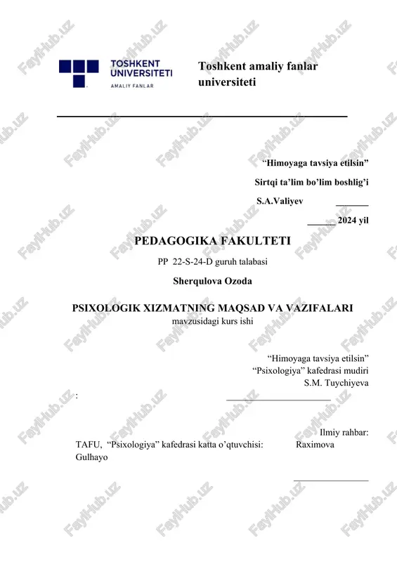 psixologik xizmatning maqsad va vazifalari — DOCX