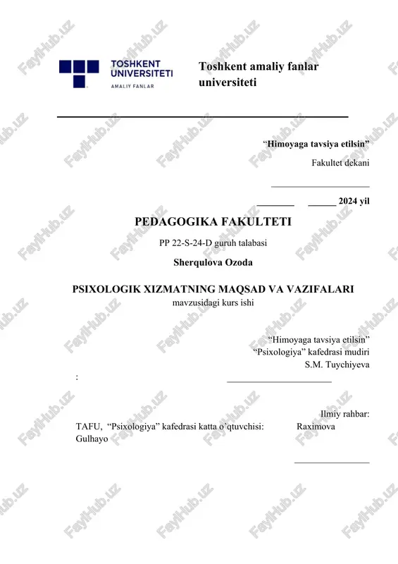 psixologik xizmatning maqsad va vazifalari — DOCX