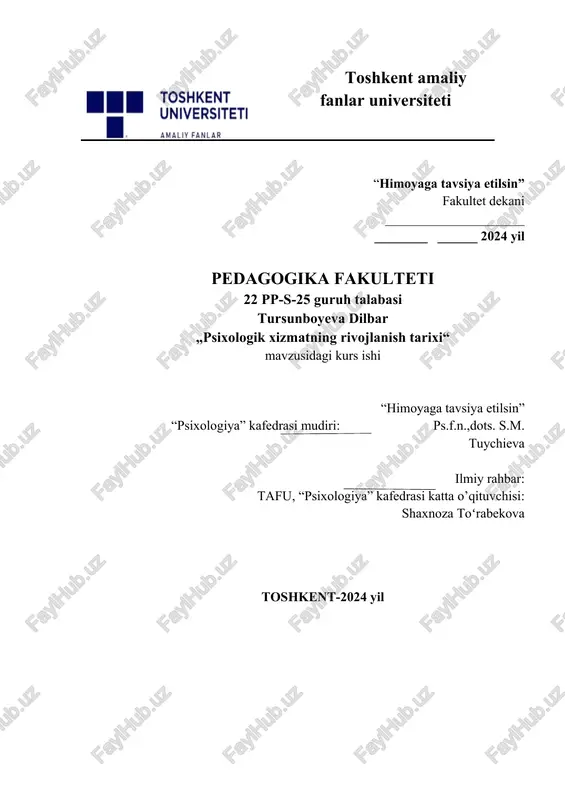 psixologik xizmatning rivojlanish tarixi — DOCX