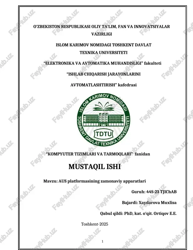 aus platformasining zamonaviy apparatlari — DOCX