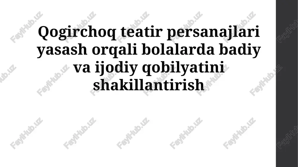 qo'g'irchoq teatir persanajlari yasash — PPTX