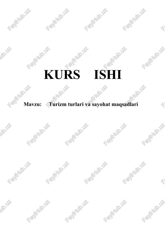 turizm turlari va sayohat maqsadlari — DOCX