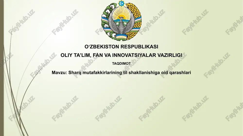 sharq mutafakkirlarining til shakllanishiga oid qarashlari — PPTX