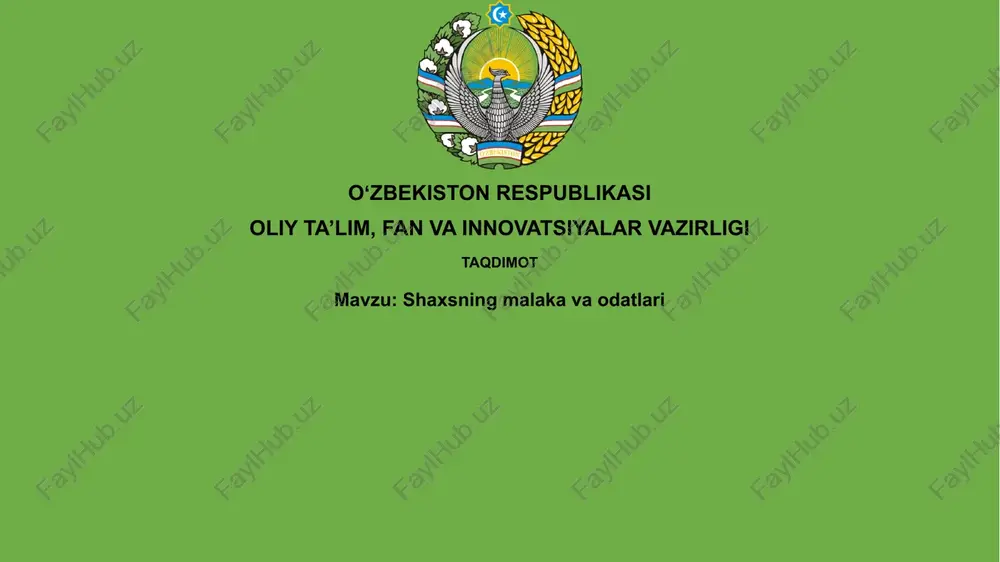 xususiyatlarning malakalari — PPTX