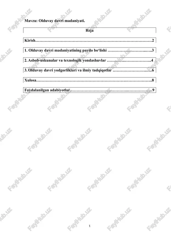 olduvay davri madaniyati — DOCX