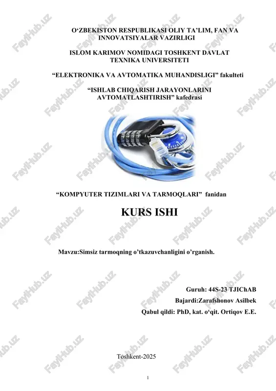 simsiz tarmoqning o’tkazuvchanligini o’rganish — DOCX