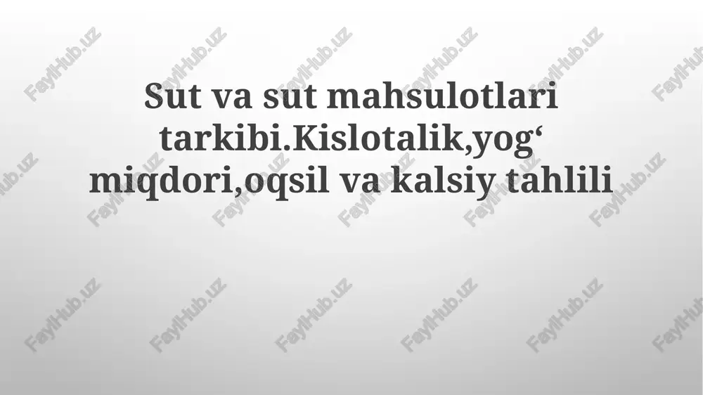sut va sut mahsulotlarining tarkibi — PPTX