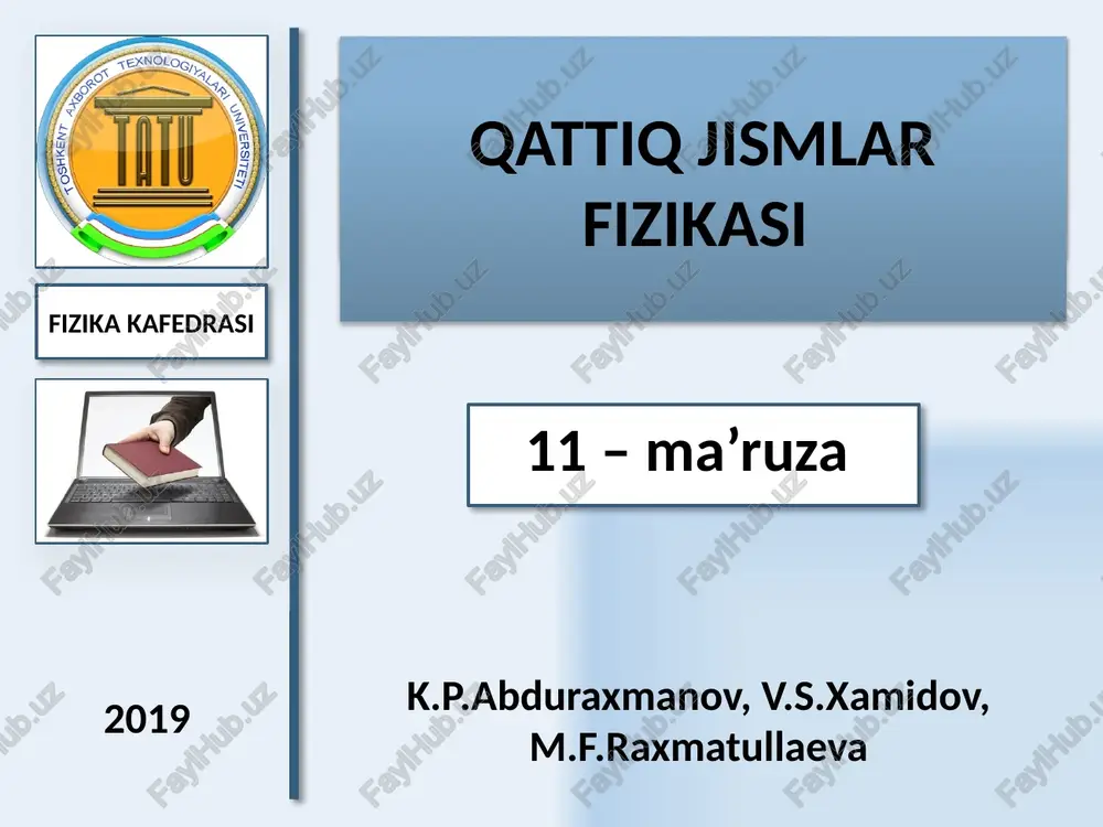 qattiq jismlar fizikasi — PPTX