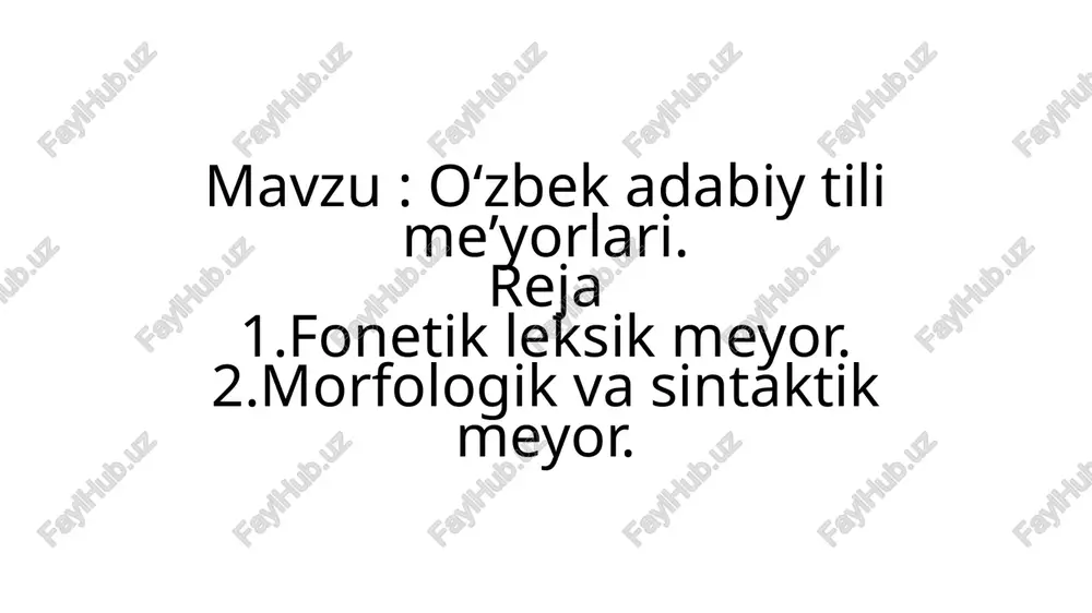 oʻzbek adabiy tilimeʼyorlari — PPTX