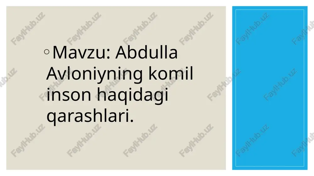 abdulla avloniyning komil inson haqidagi qarashlari — PPTX
