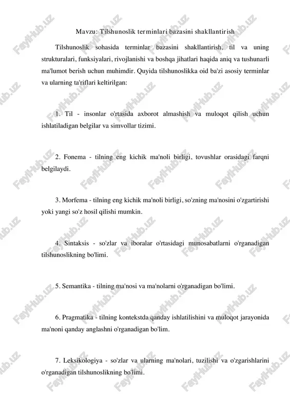 tilshunoslik terminlari bazasini shakllantirish — PDF