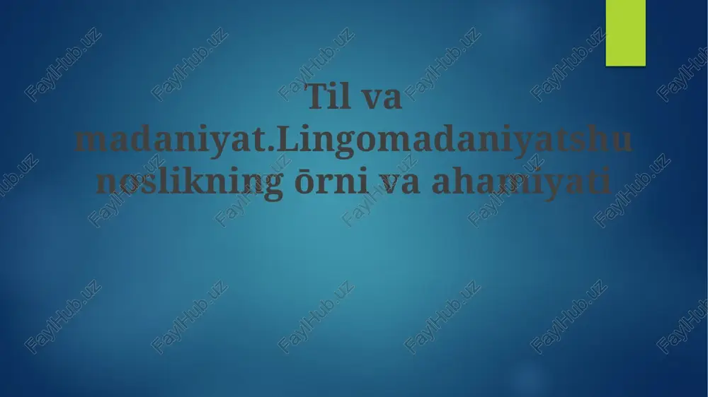 til va madaniyat — PPTX