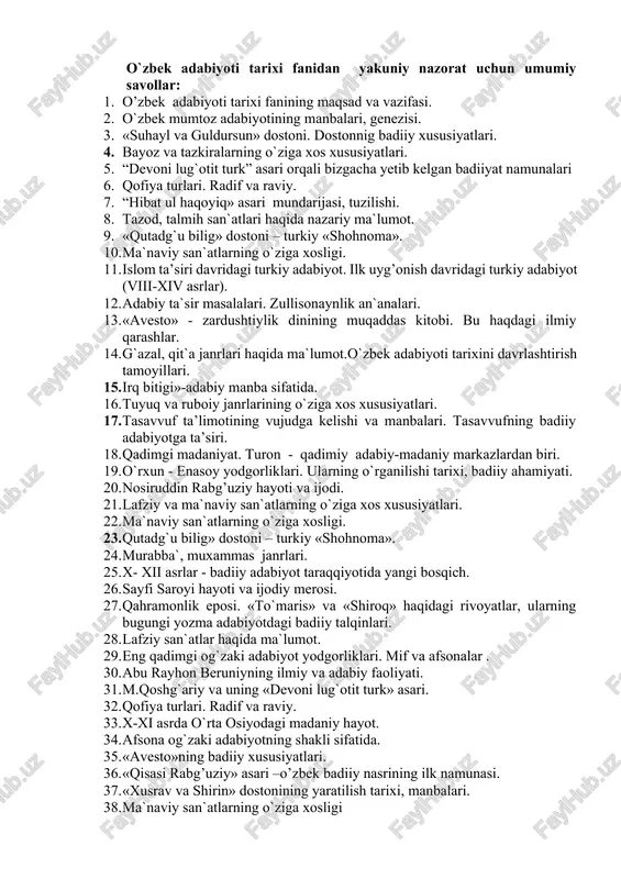 o`zbek adabiyoti tarixi — DOCX