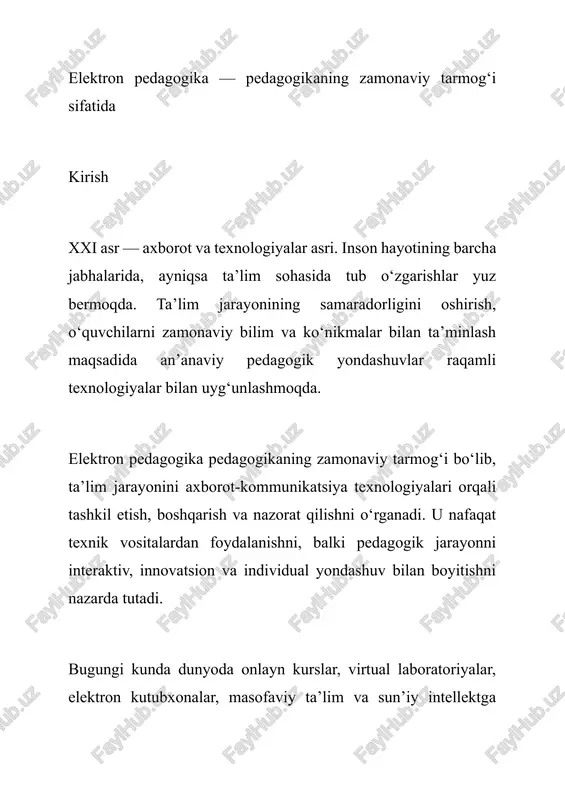 elektron pedagogika — DOCX