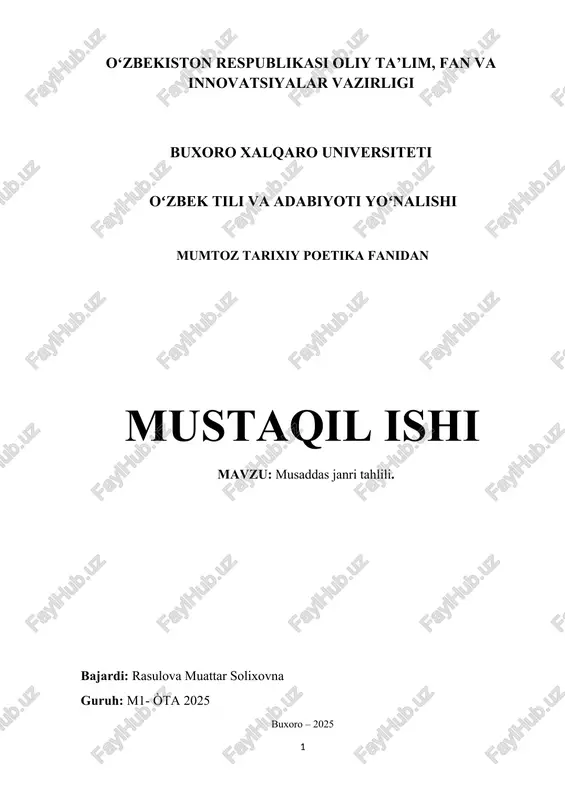 musaddas janri tahlili — DOCX