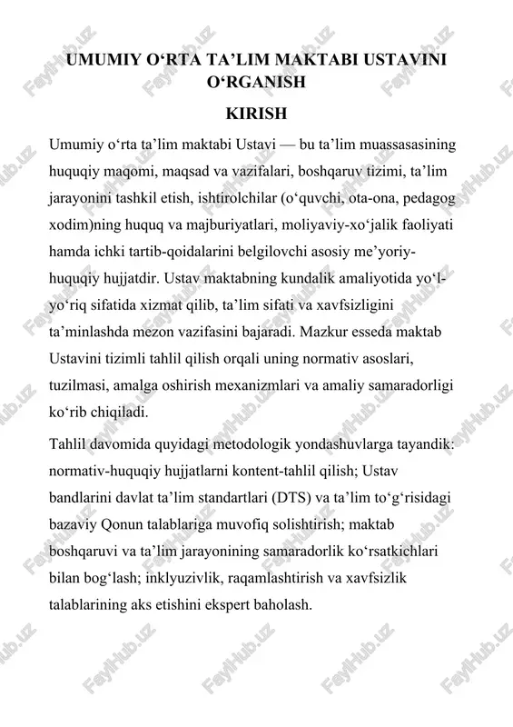 umumiy o‘rta ta’lim maktabi ustavi — DOCX