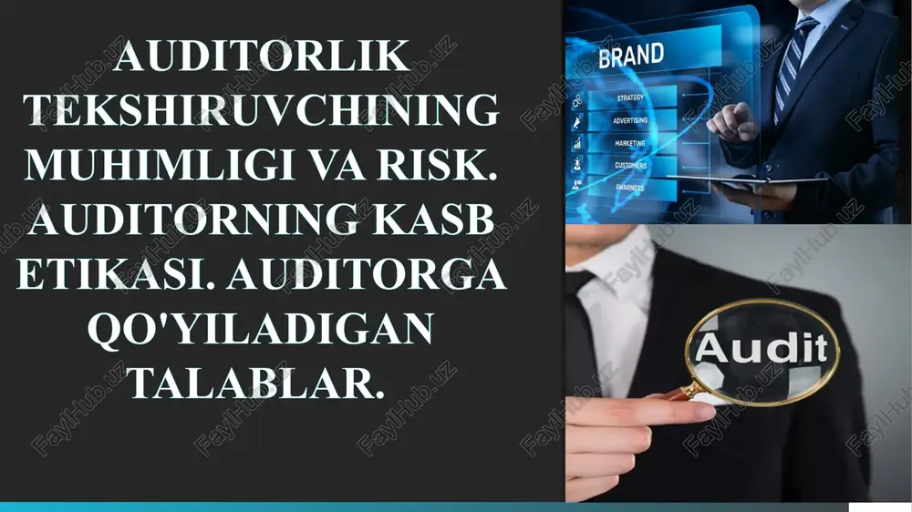 auditorlik tekshiruvchining muhimligi va risk — PPTX