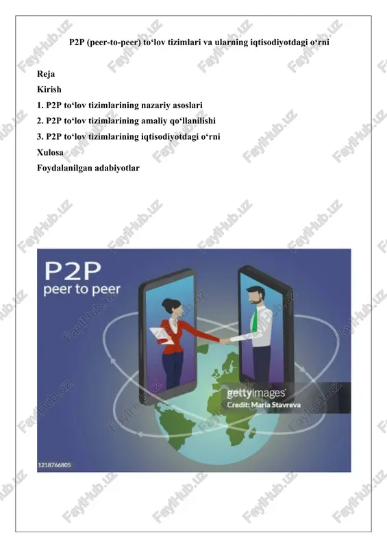 p2p to‘lov tizimlarining nazariy asoslari — DOCX