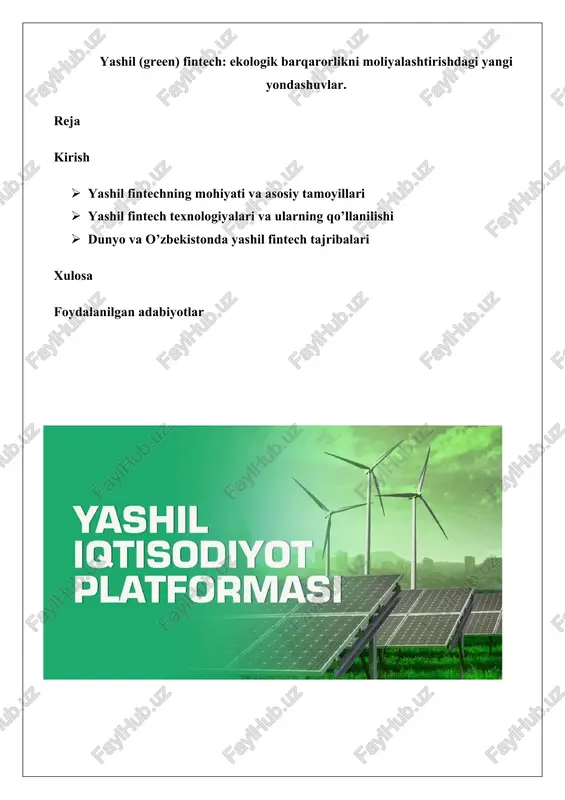 yashil fintech — DOCX