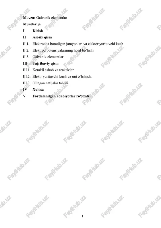 galvanik elementlar — DOCX