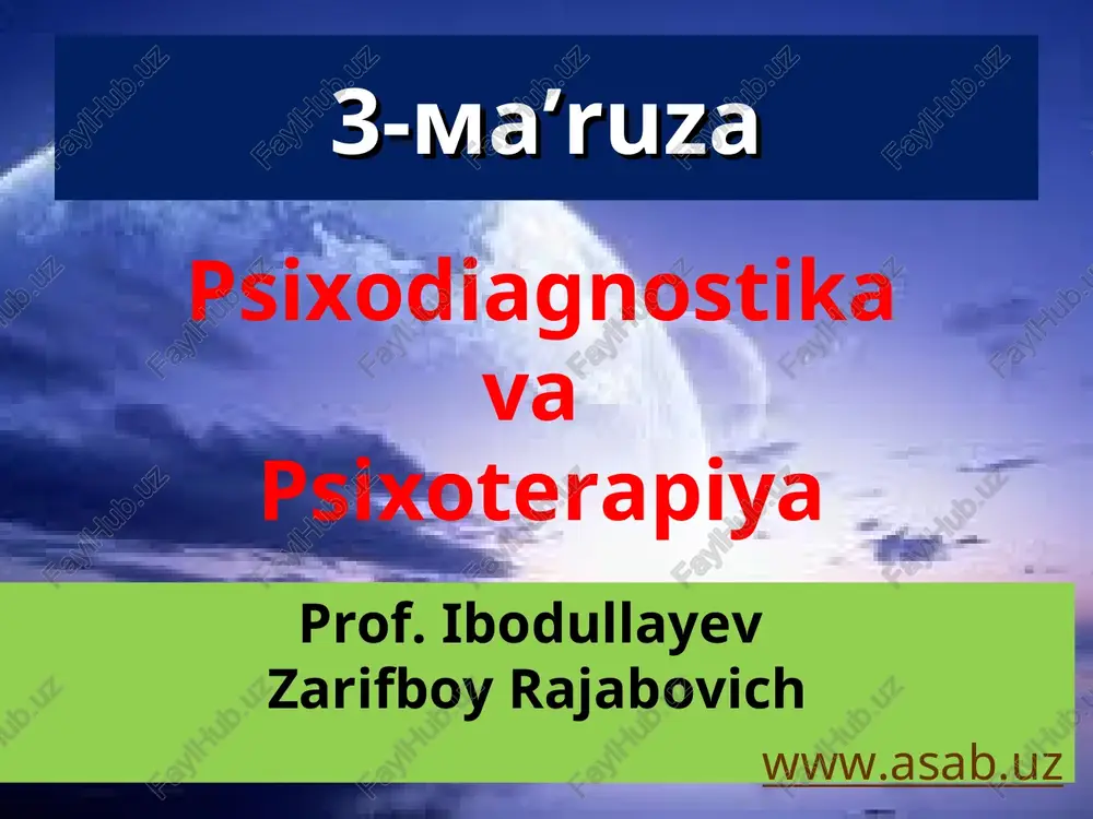 psixodiagnostika va psixoterapiya — PPT
