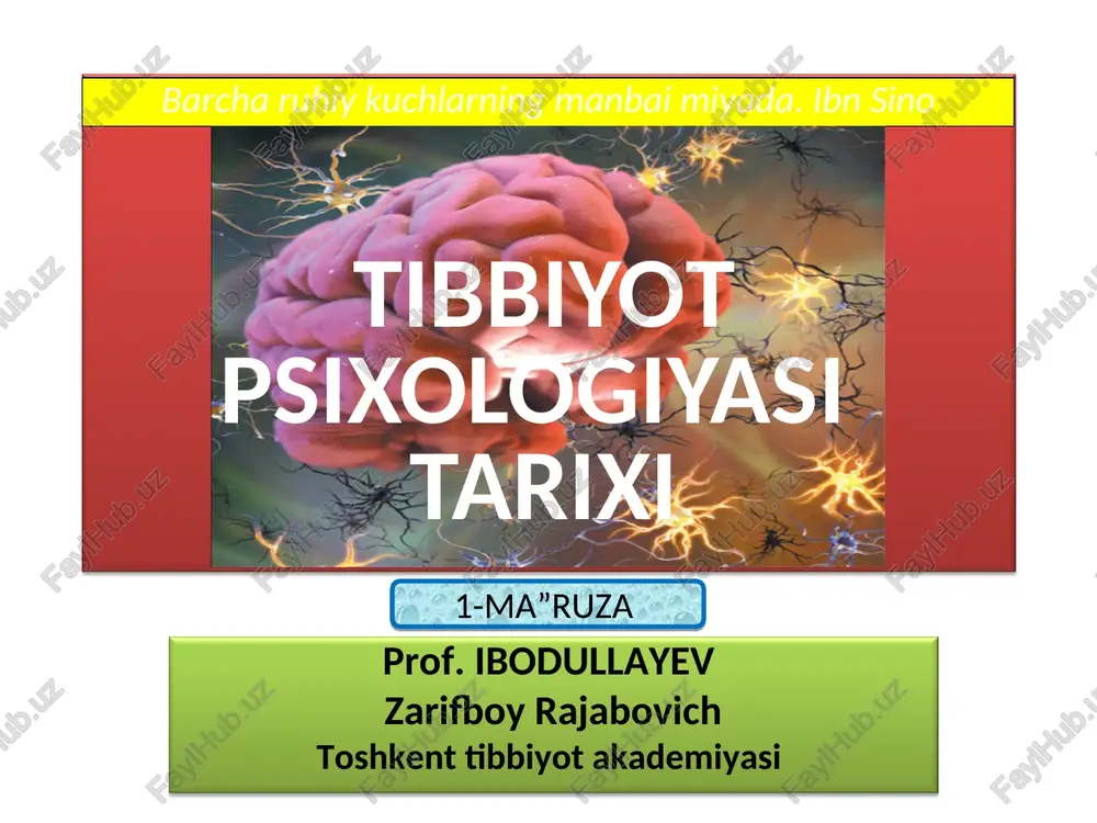 ma”ruza tibbiyotpsixologiyasi — PPT