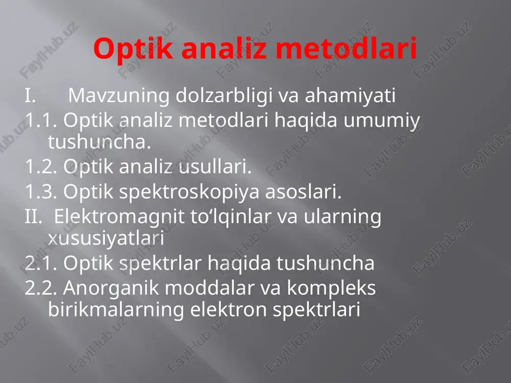 optik analiz metodlari — PPTX
