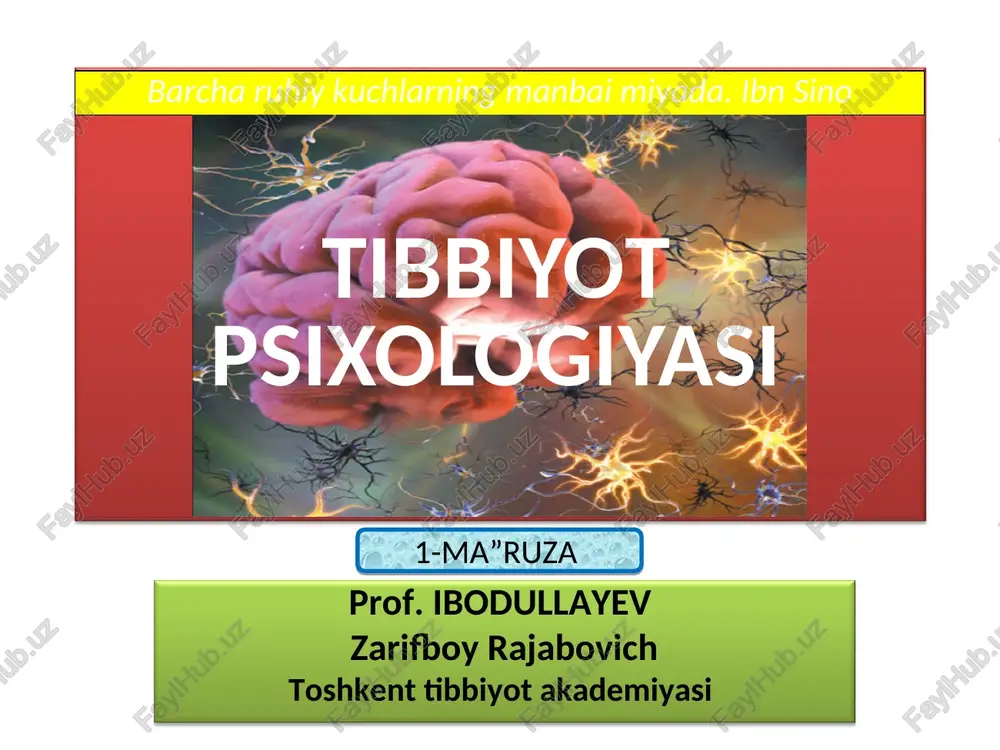 1-ma”ruza tibbiyotpsixologiyasi — PPT