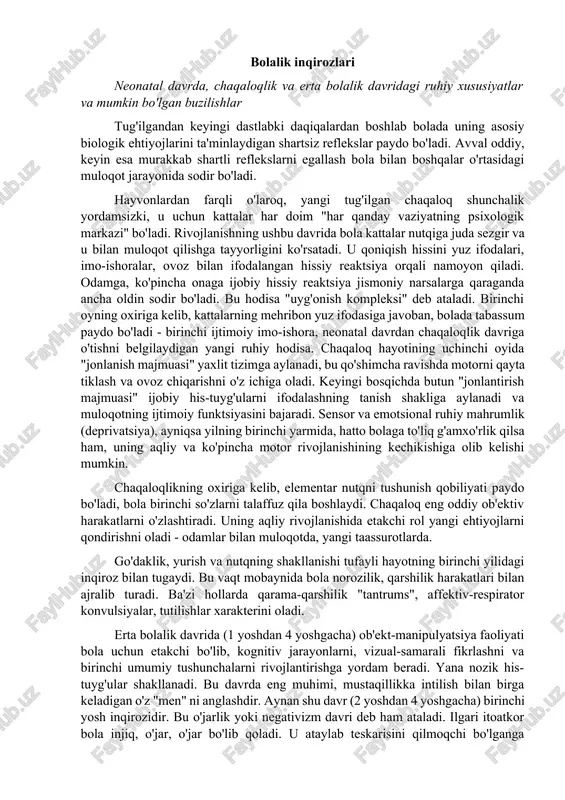 bolalik inqirozlari — DOCX