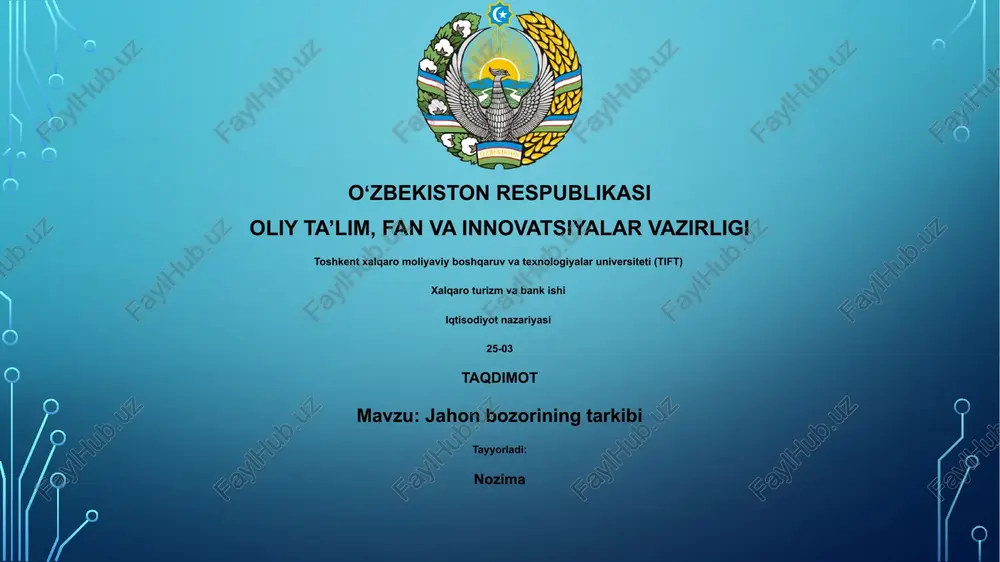 jahon bozorining tarkibi — PPTX