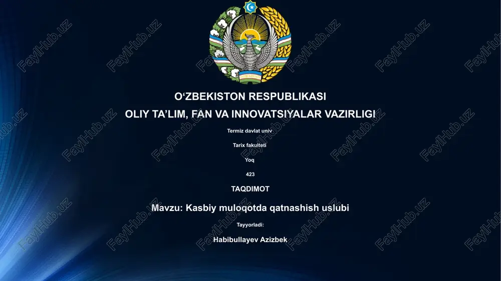 kasbiy muloqotda qatnashish uslubi — PPTX