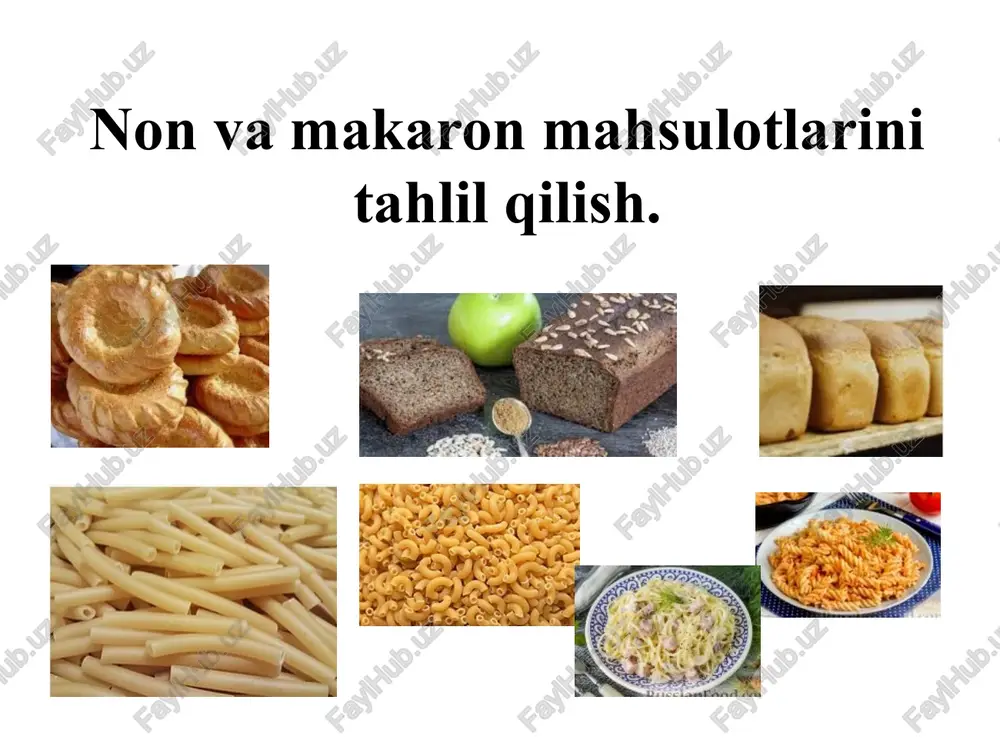 non va makaron mahsulotlarini tahlil qilish — PPTX