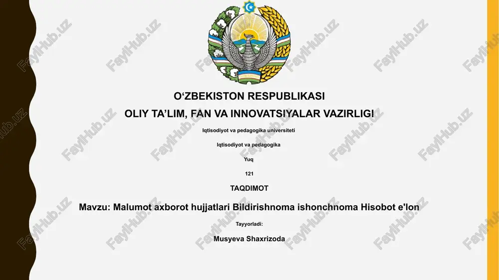 malumot axborot hujjatlari — PPTX