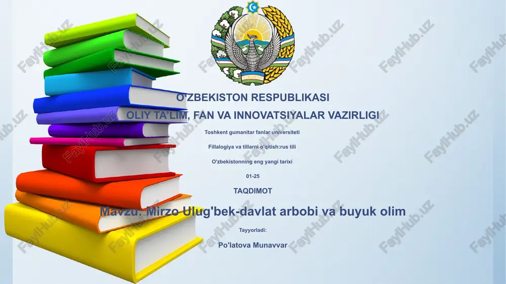 mirzo ulug'bek-davlat arbobi va buyuk olim — PPTX