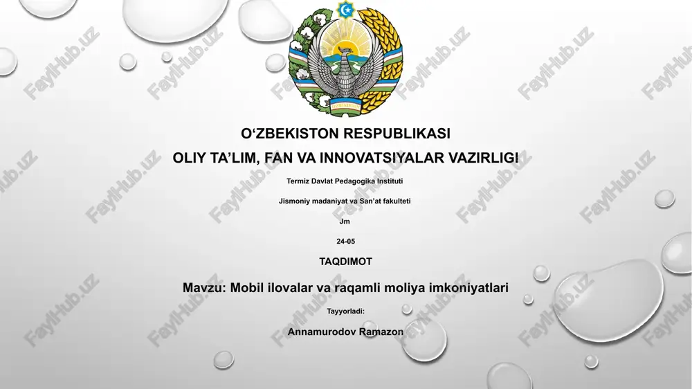 mobil ilovalar va raqamli moliya imkoniyatlari — PPTX