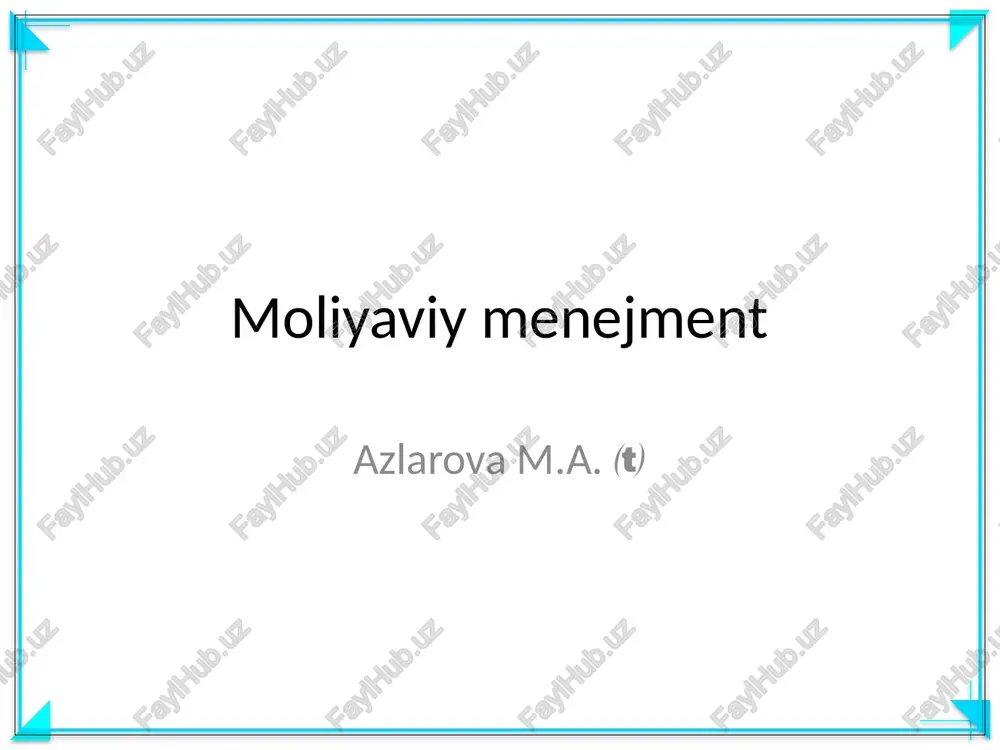 moliyaviy menejment — PPTX