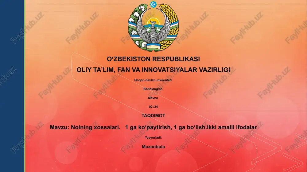 nolning xossalari — PPTX
