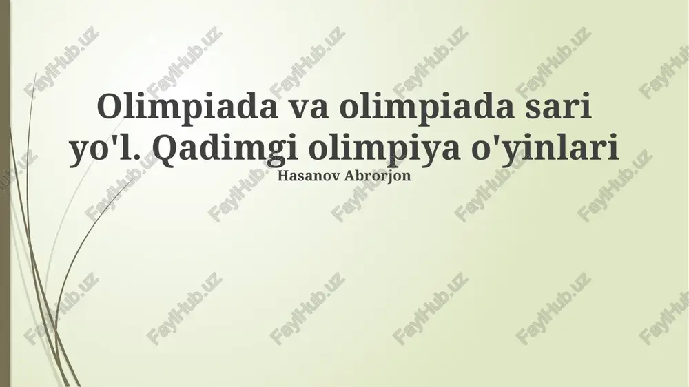 qadimgi olimpiya o'yinlarining kelib chiqishi va evolyutsiyasi — PPTX