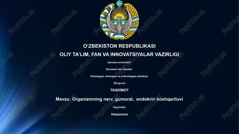 organizmning nerv, gumoral, endokrin boshqariluvi — PPTX