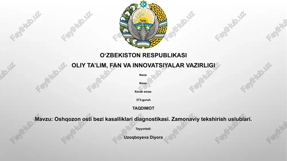 oshqozon osti bezi kasalliklari diagnostikasi — PPTX