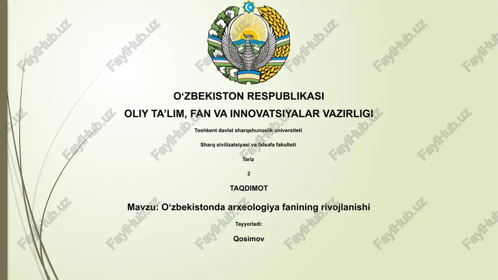 o‘zbekistonda arxeologiya fanining rivojlanishi — PPTX