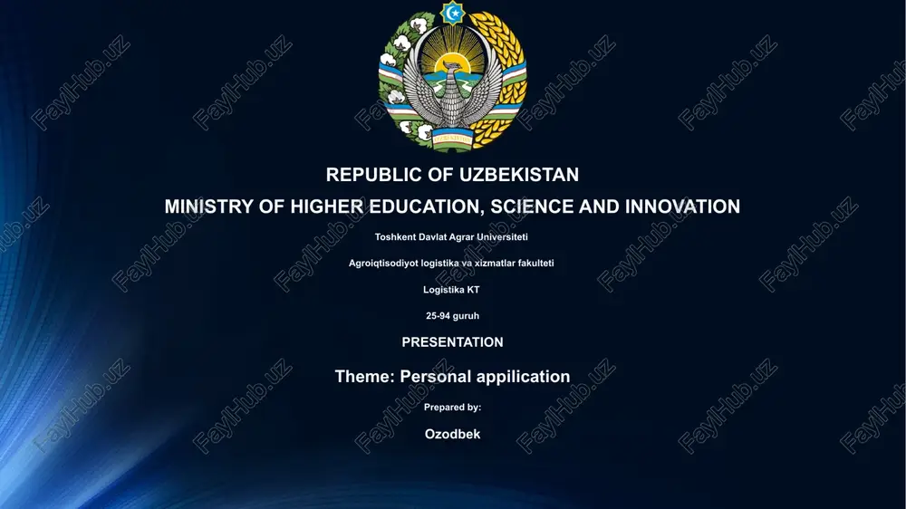 personal application presentation — PPTX