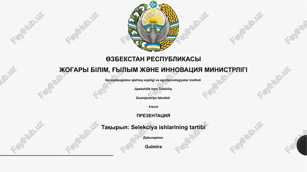 selekciya ishlarining tartibi — PPTX